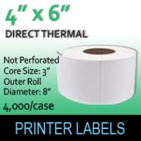 Direct Thermal Labels 4" x 6"  No Perf